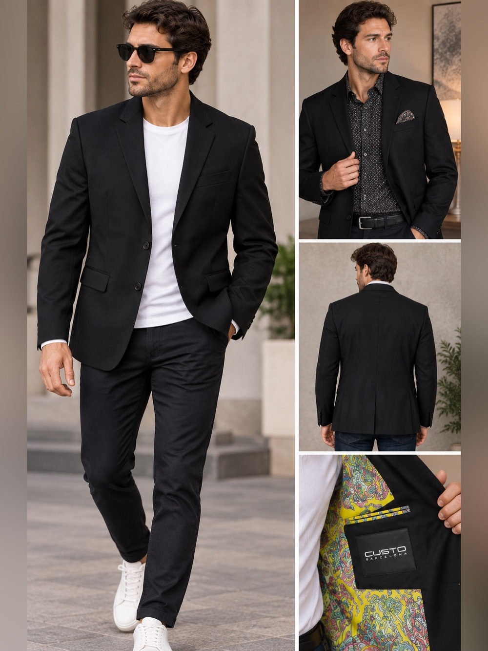 Custo barcelona wool black 2 button blazer 32